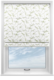 Dragonflies, Green - Motorised Roman Blind